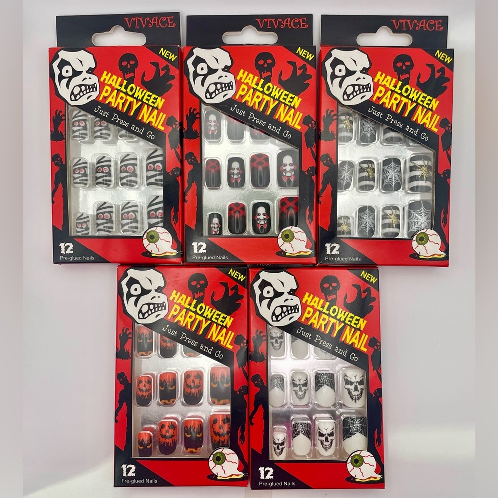 Halloween Press-On Nails - Lot of 5 sets 💀🎃🕸️🕷️👻